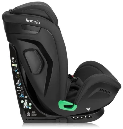 Lionelo - Forgatható autósülés alappal HARPER i-Size 76-150 cm Black Carbon