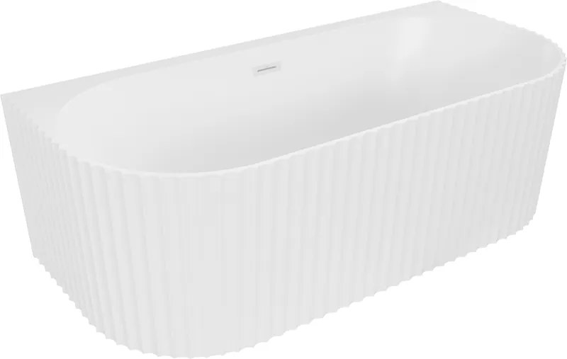 Mexen Sella falra szerelhető szabadon álló bordázott kád 150 x 75 cm, fehér matt, fehér túlfolyó - 52711507501-20