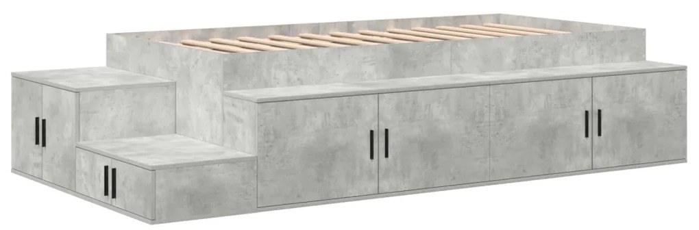 Ágykeret tárolóval Beton Szürke 234 x 103 x 53.5 cm Faanyag