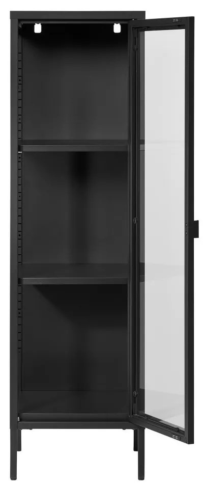 Brisbane keskeny vitrin, 1 üvegajtó, acél, fekete 40x35x140 cm