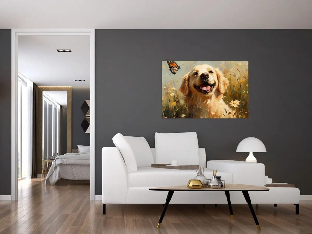 Kép - Boldog kutyus (90x60 cm)
