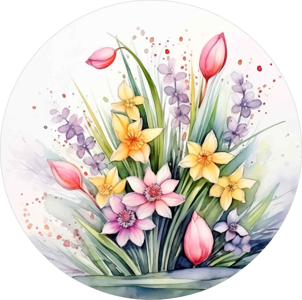 Kerámia poháralátétek x4 Húsvéti dekoráció Virágos húsvét