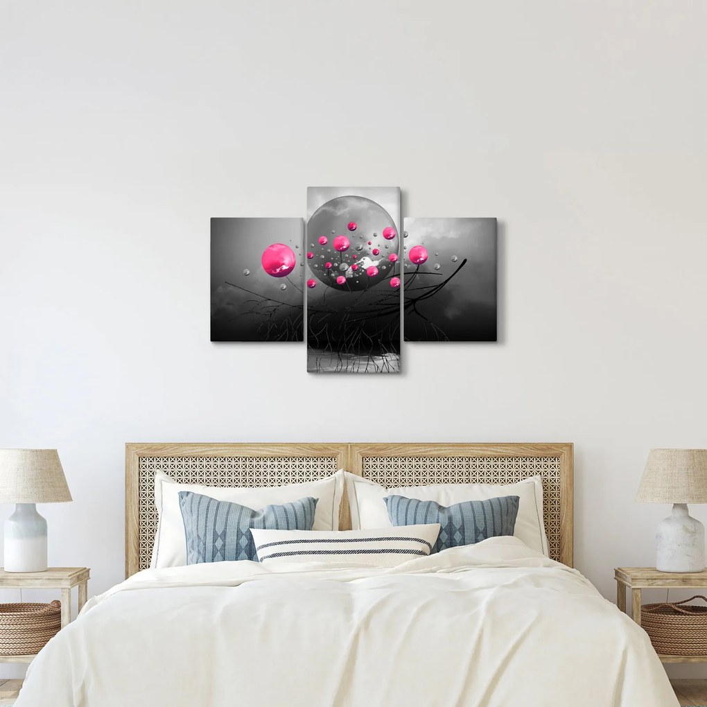 Rózsaszín absztrakt gömbök képe (90x60 cm)