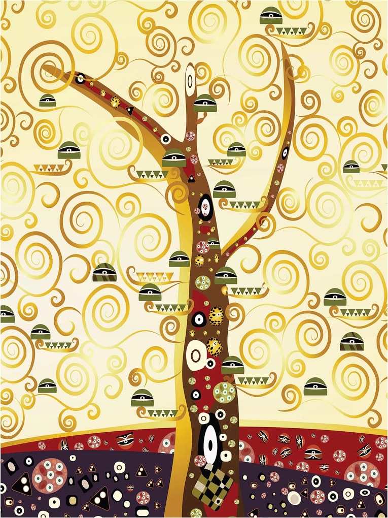 Flizelin fotótapéta Az élet fája Klimt Arany Modern 184x254 +ragasztó