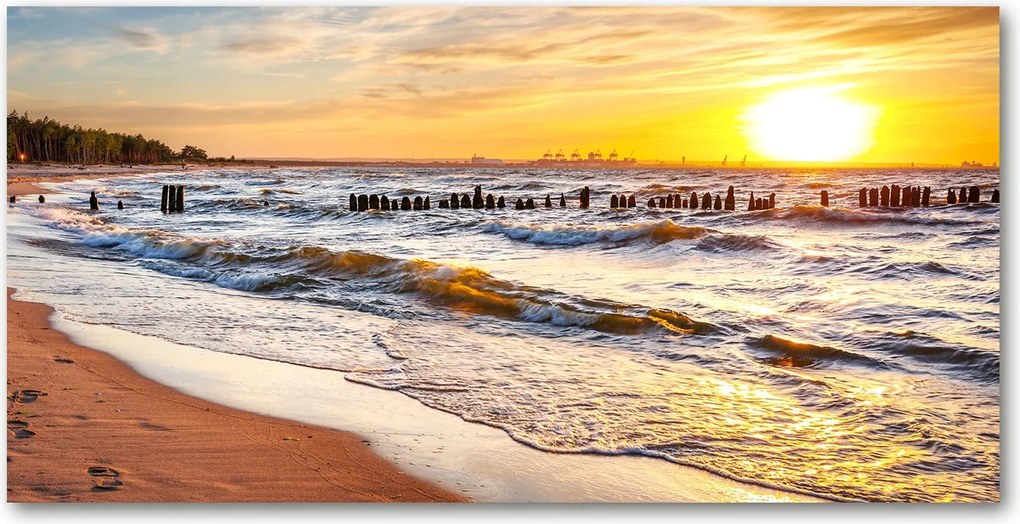 Fotó üveg kép Naplemente tengerpart 140x70