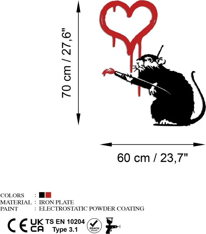 Banksy fém fali dekoráció, 60×70 cm