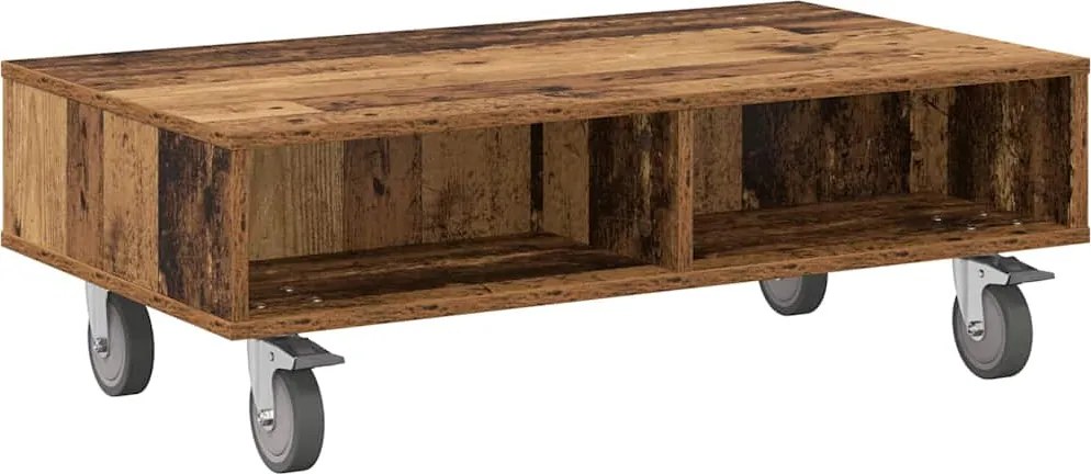 vidaXL Gördülékeny oldalasztal Öreg fa 90 x 50 x 30 cm Faanyag