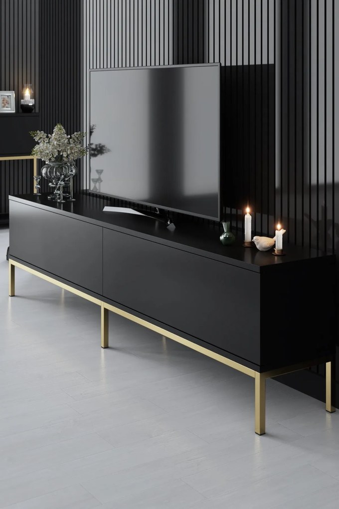 TV szekrény Lord - Black, Gold