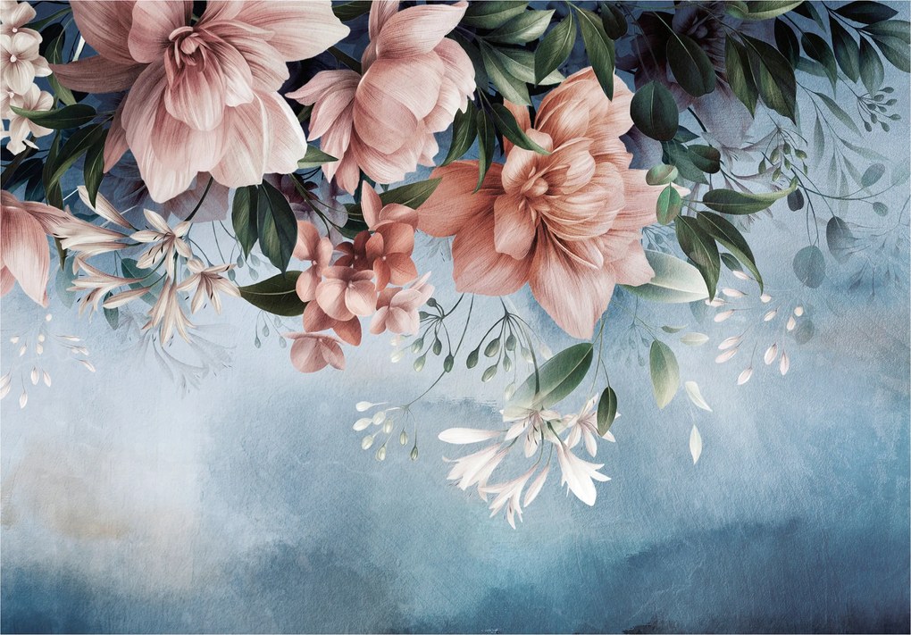 Fotótapéta Akvarell virágok Hortenzia kék színátmenetes 350x250 +ragasztó