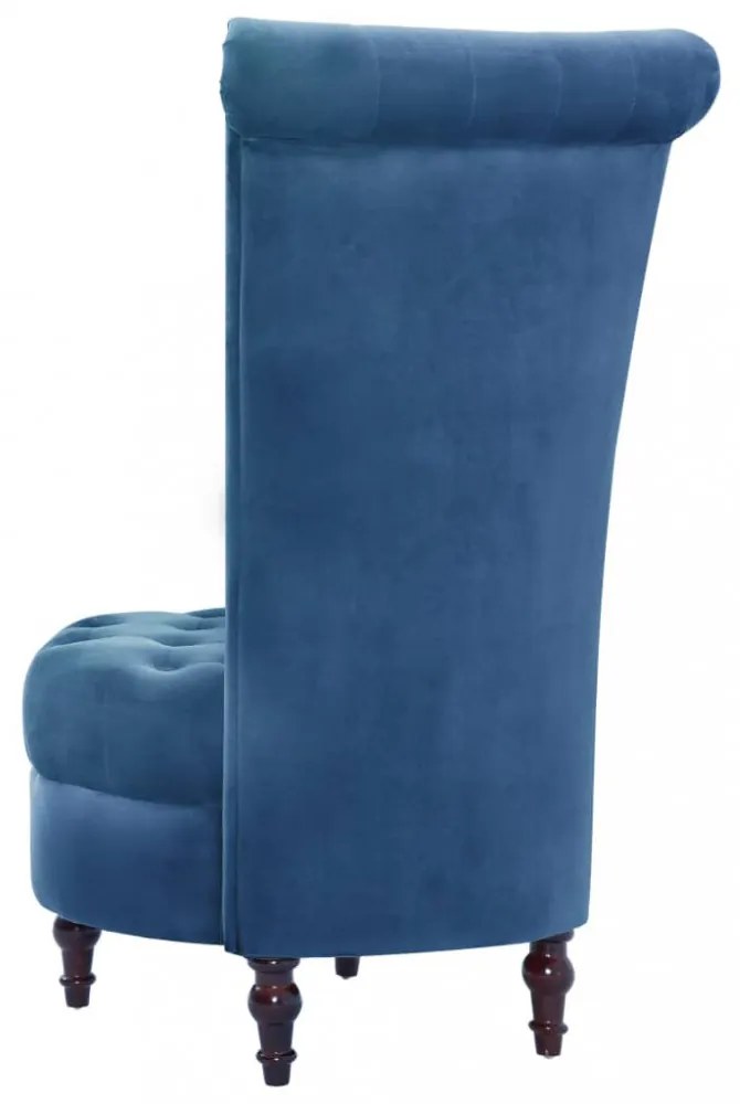 Kék magas háttámlájú bársonyszék