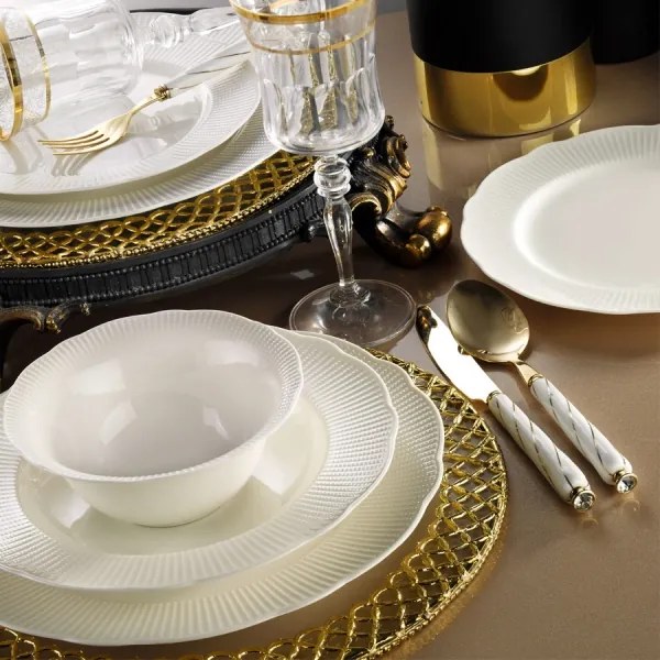 24 db-os étkészlet, fehér porcelán