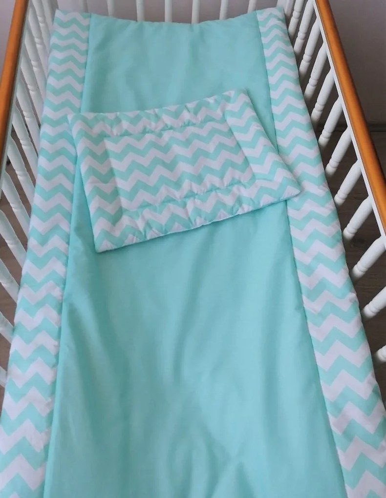 2 részes babaágynemű szett - Menta Chevron