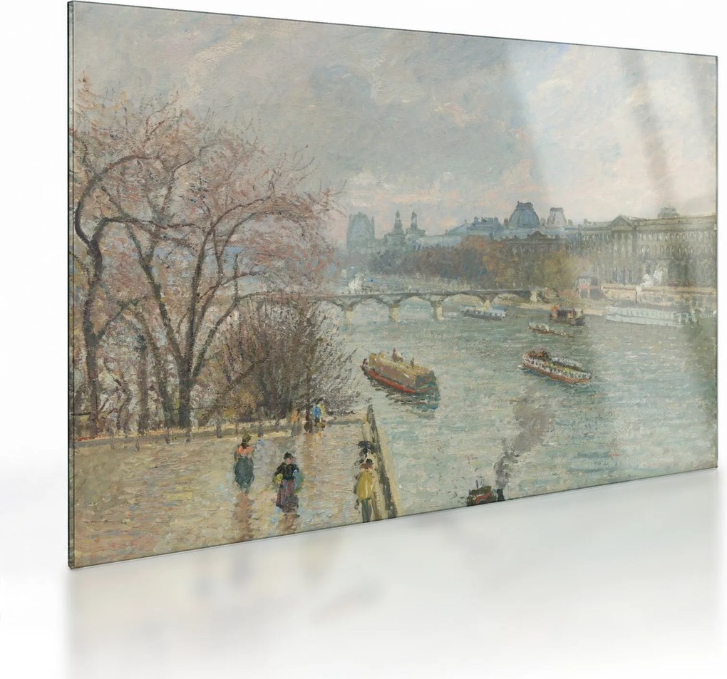 Üveg kép - Camille Pissarro, The Louvre, Afternoon, Rainy Weather, reprodukciók (70x50 cm)