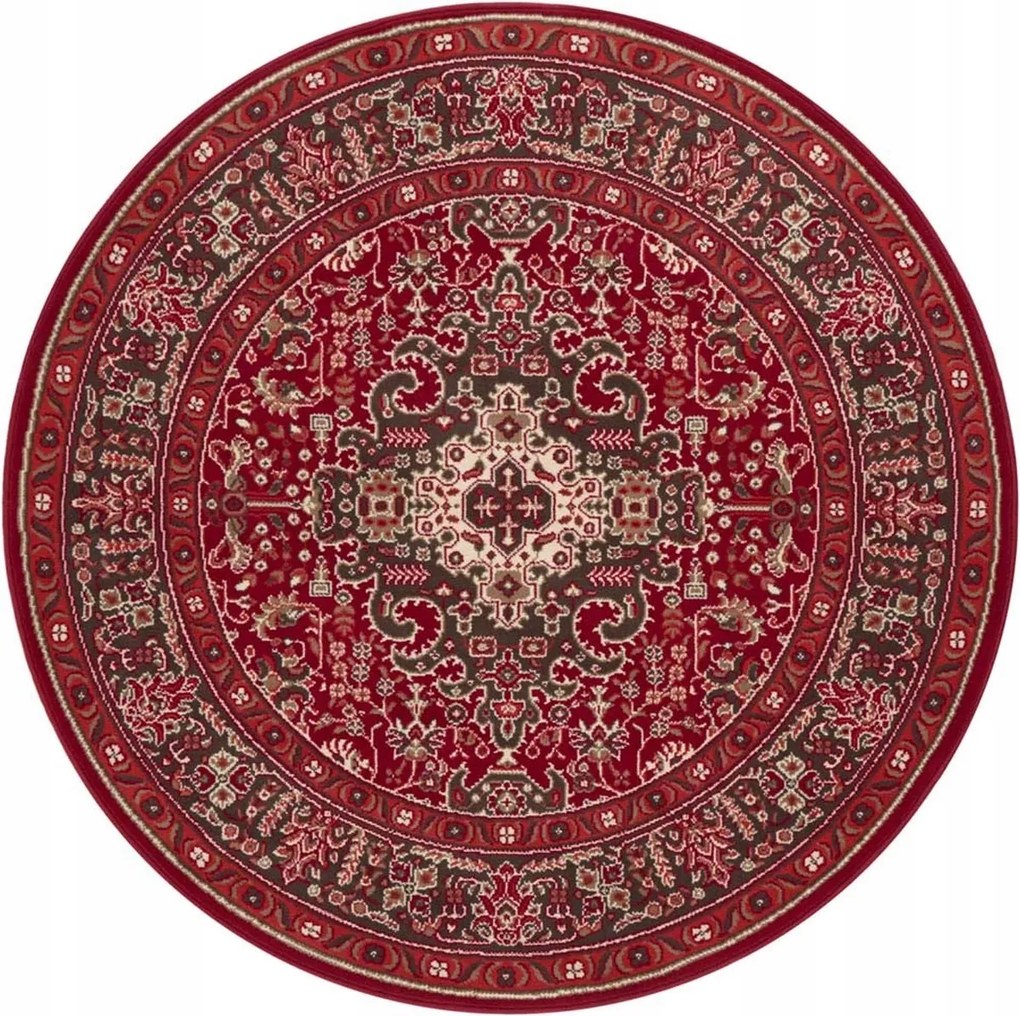 Kerek szőnyeg,piros-krém mintás hagyományos 160cm
