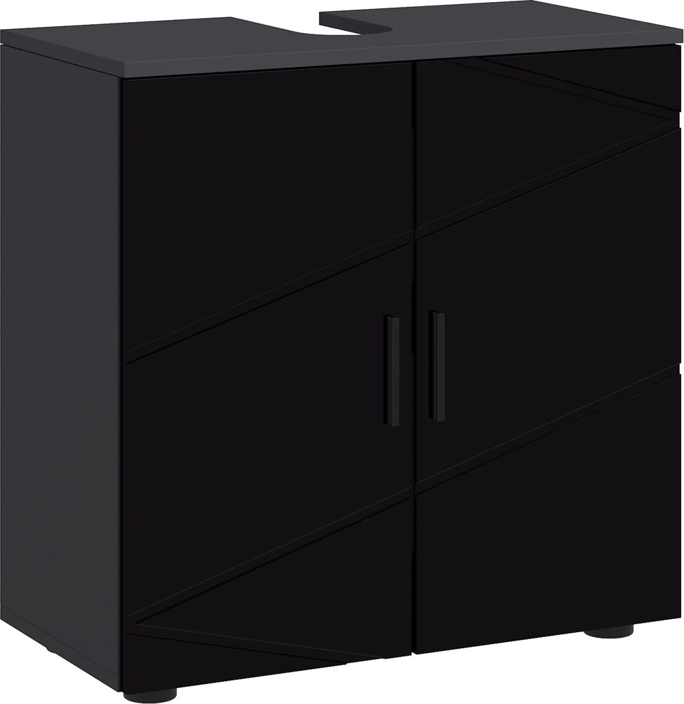 kleankin Mosdó Alatti Szekrény 2 Ajtóval, Fürdőszobai Mosdó Alatti Tároló Szekrény Állítható Polccal, Mosdókhoz Pedestál Nélkül vagy Pedestállal, 60x3