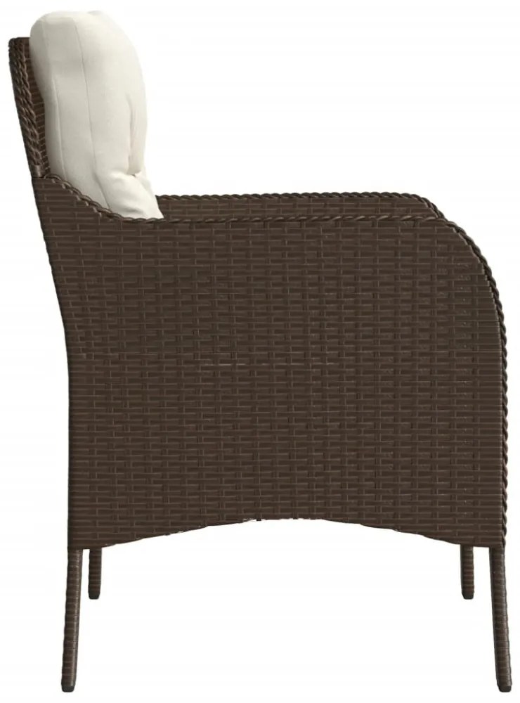 2 db barna polyrattan kerti szék párnával