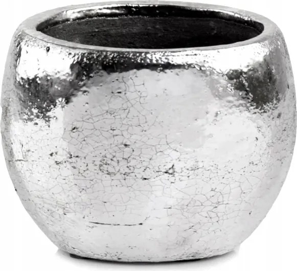 Ezüst Színű Gömb Alakú Kerámia Kaspó