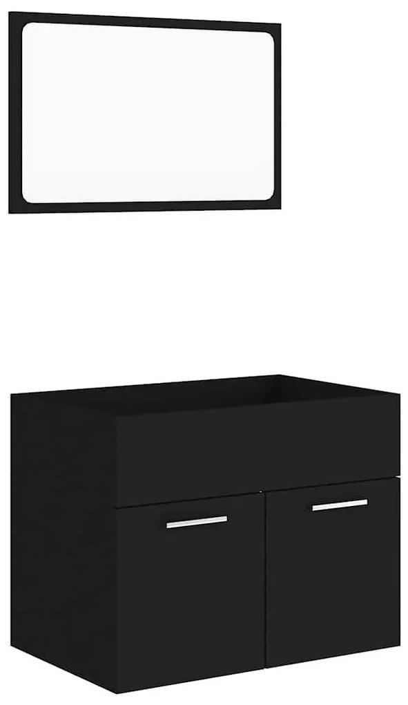 2 részes fekete forgácslap fürdőszobai bútorszett