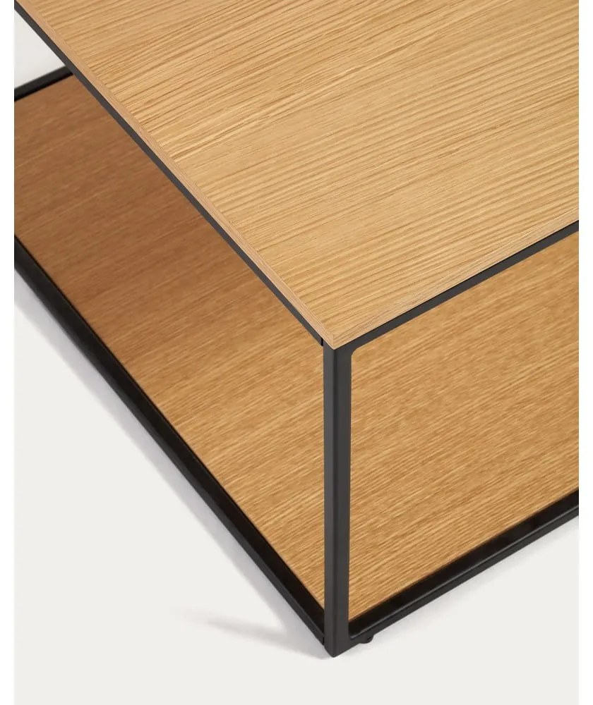 Natúr színű dohányzóasztal tölgyfa dekoros asztallappal 60x110 cm Yoana – Kave Home