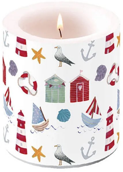 Átvilágítós viasz gyertya 10x10 cm tengeri mintás Nautical items