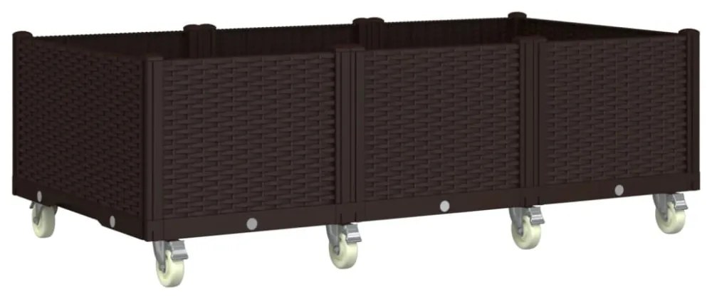 vidaXL barna polipropilén rácsos kerekes ültetőláda 150 x 80 x 54 cm