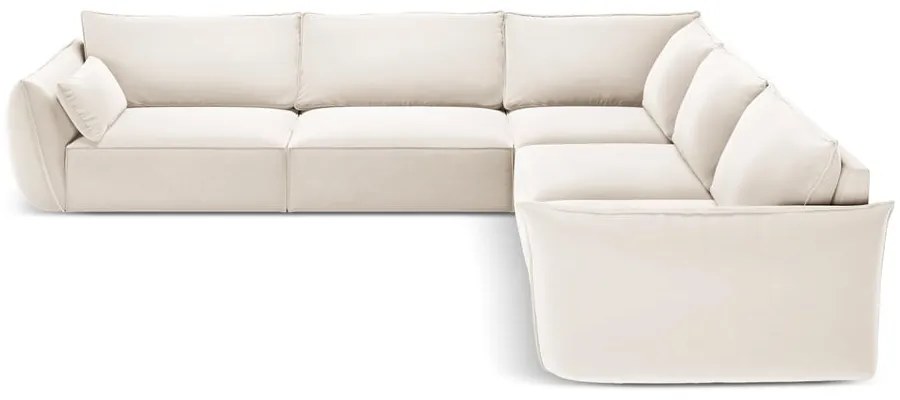 Bézs bársony sarokkanapé Vanda – Mazzini Sofas