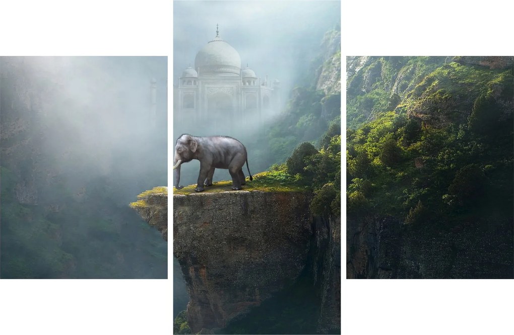 Kép - Az elefánt a Taj Mahal tetején (90x60 cm)