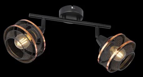 Globo 54020-2 Spotlámpa fém fekete-arany színben,fém drót búrával. HxSZxM: 275x120x215mm, 2xE14 40W 230V izzók nélkül
