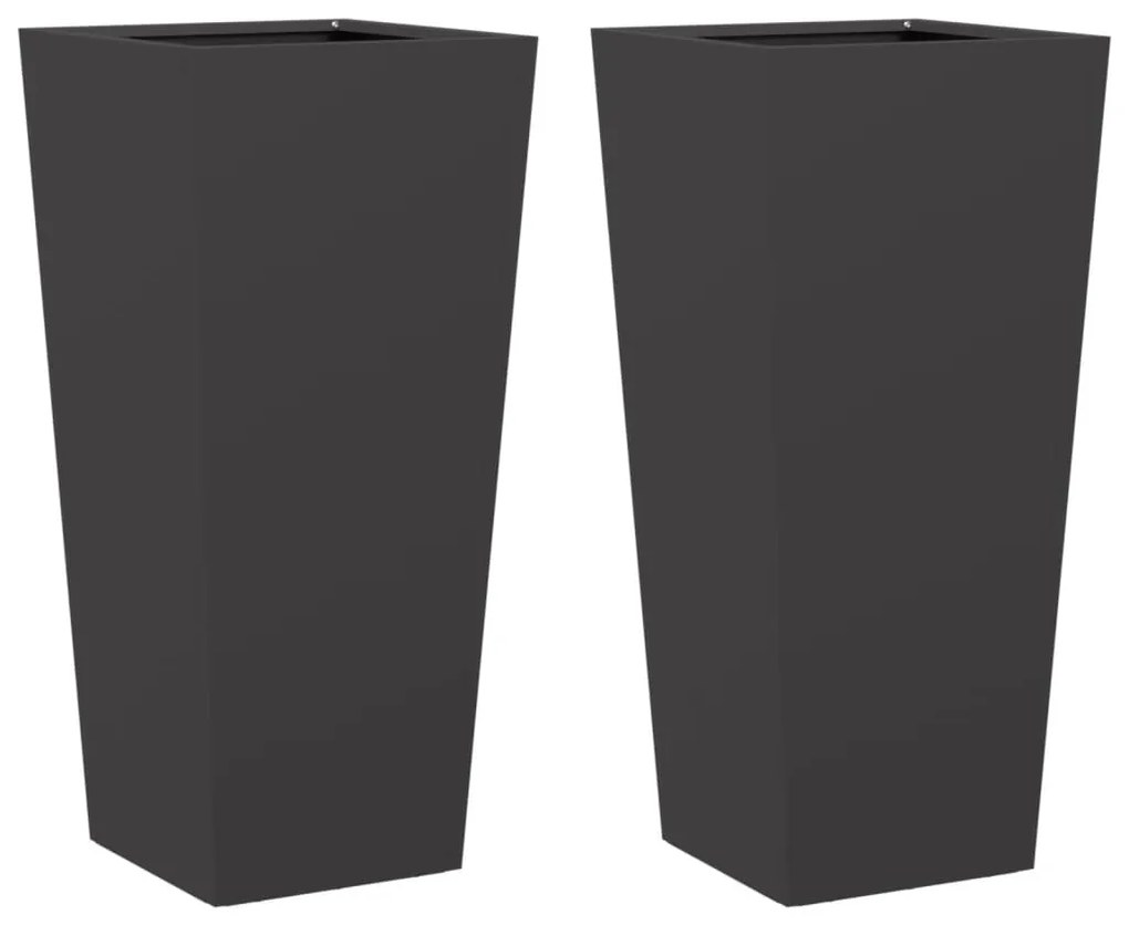 vidaXL 2 db fekete acél kerti növénytartó 35 x 35 x 75 cm
