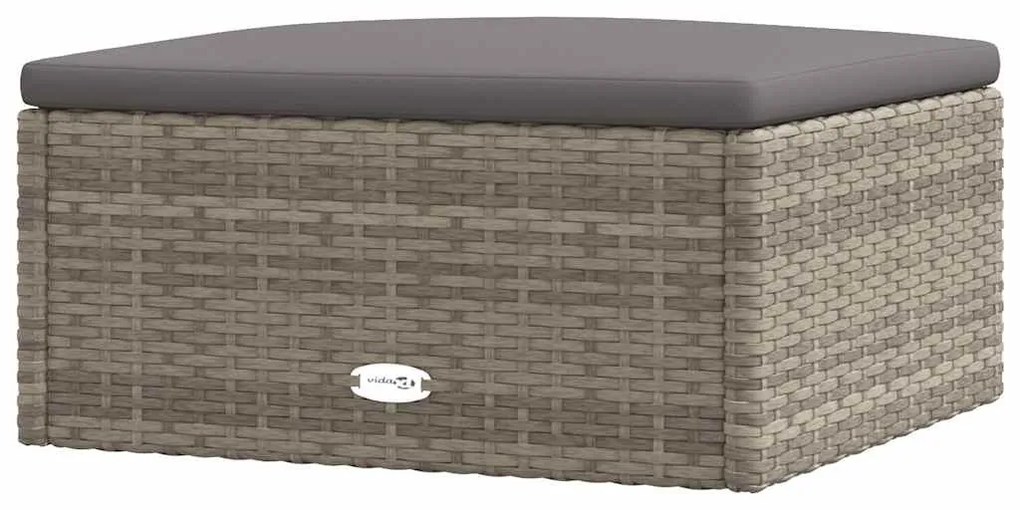 Szürke polyrattan kerti lábtartó párnával