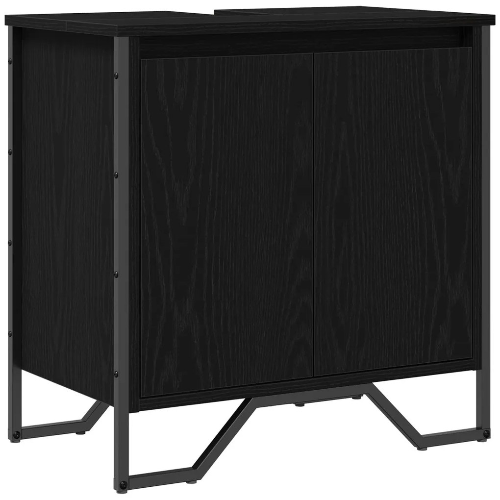 Fürdőszoba Mosdószekrény Fekete tölgy 60x35x50 cm Mérnökfa