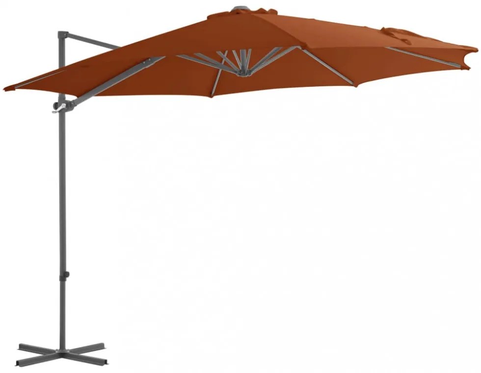 terrakotta konzolos napernyő acélrúddal 300 cm