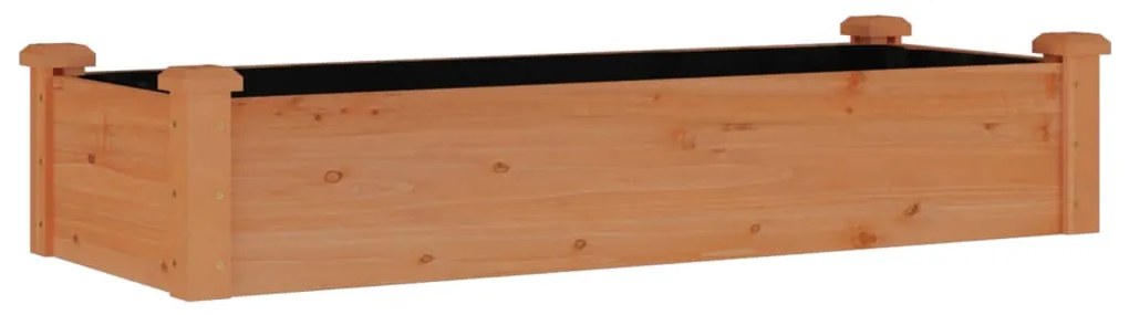 Barna tömör fenyőfa kerti magaságyás béléssel 120x45x25 cm