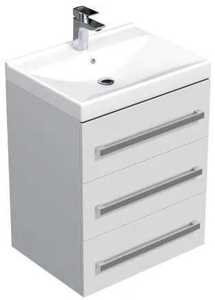 SAT Cube Way Fürdőszobaszekrény mosdóval 60x76,5x46 cm fehér fényes CUBE46603BIVER