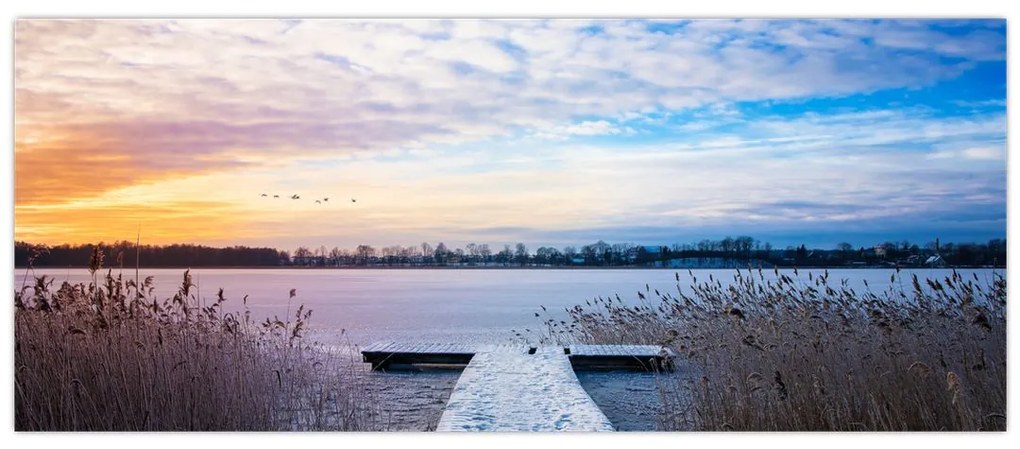 Kép - Befagyott tó, Ełk, Mazury, Lengyelország (120x50 cm)