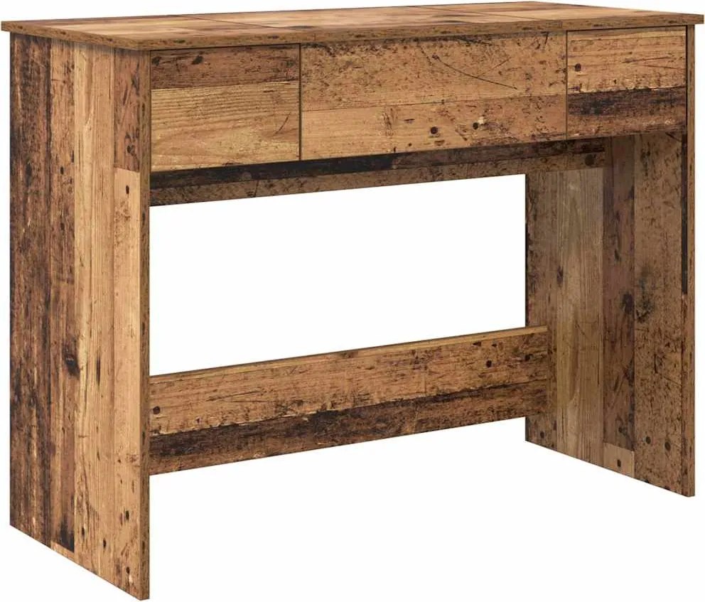 vidaXL Kozmetikai Asztal fiókkal tárolóval Öreg fa 100 x 45 x 76 cm