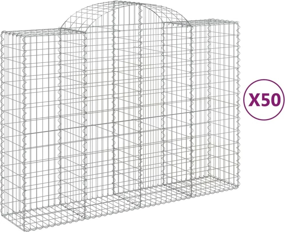 vidaXL 50 db íves horganyzott vas gabion kosár 200x50x140/160 cm