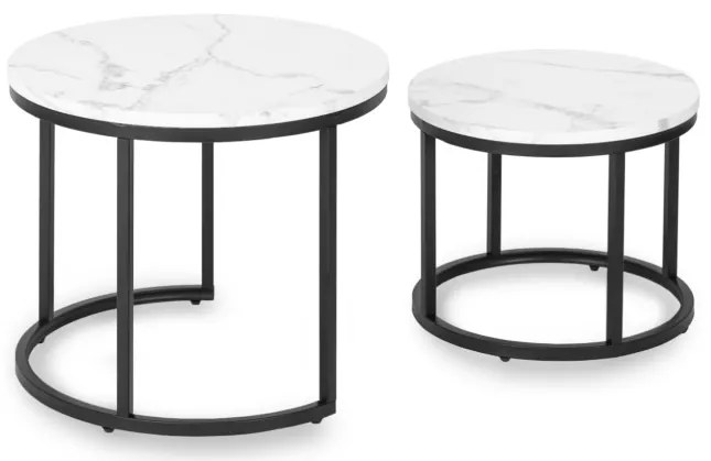 Set de măsuțe de cafea din MDF cu aspect de marmură albă, DAFNE
