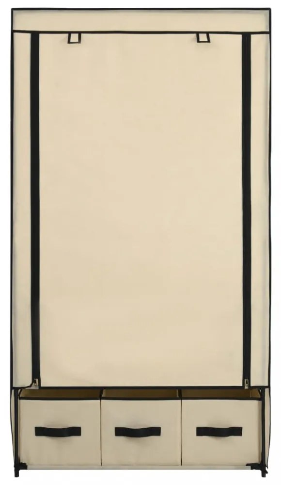 krémszínű szövet ruhásszekrény 87 x 49 x 159 cm