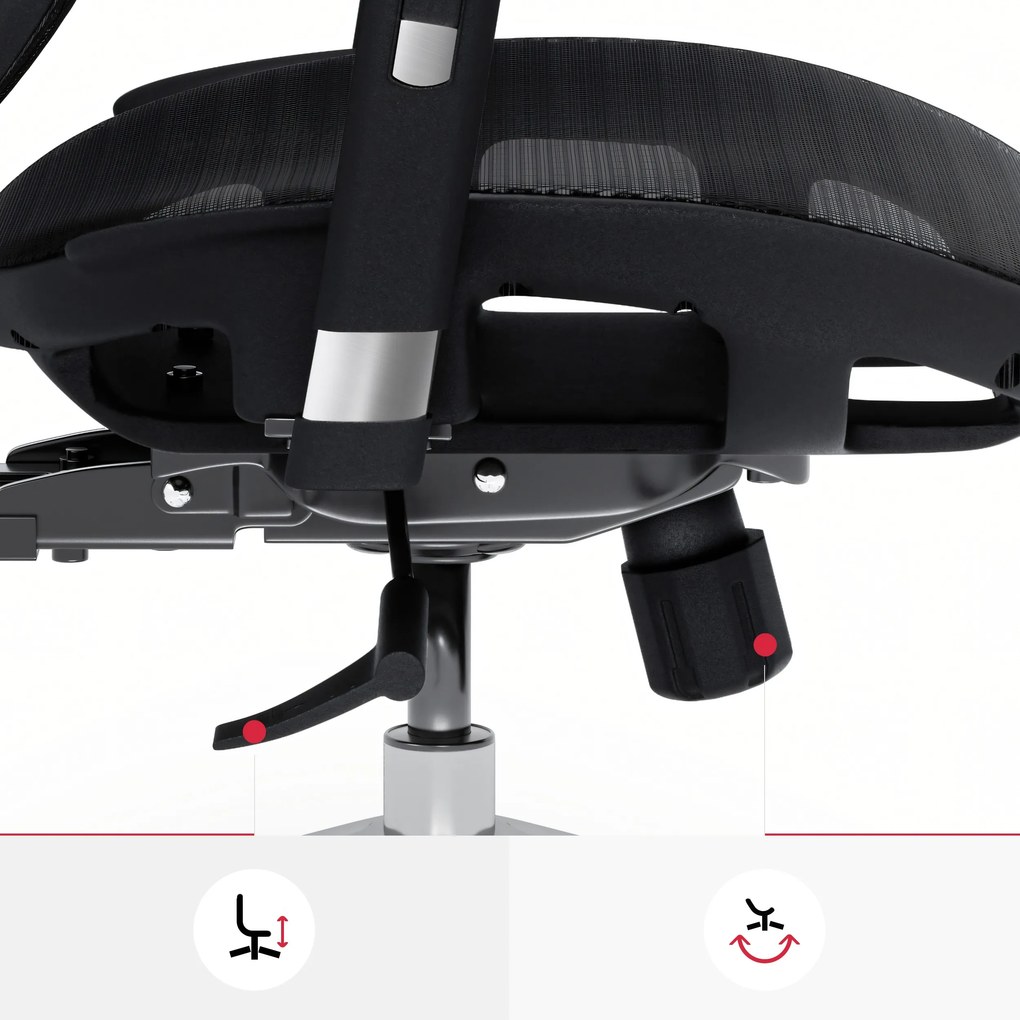 Ergonomikus hálós irodai szék fekete: Diablo V-Basic