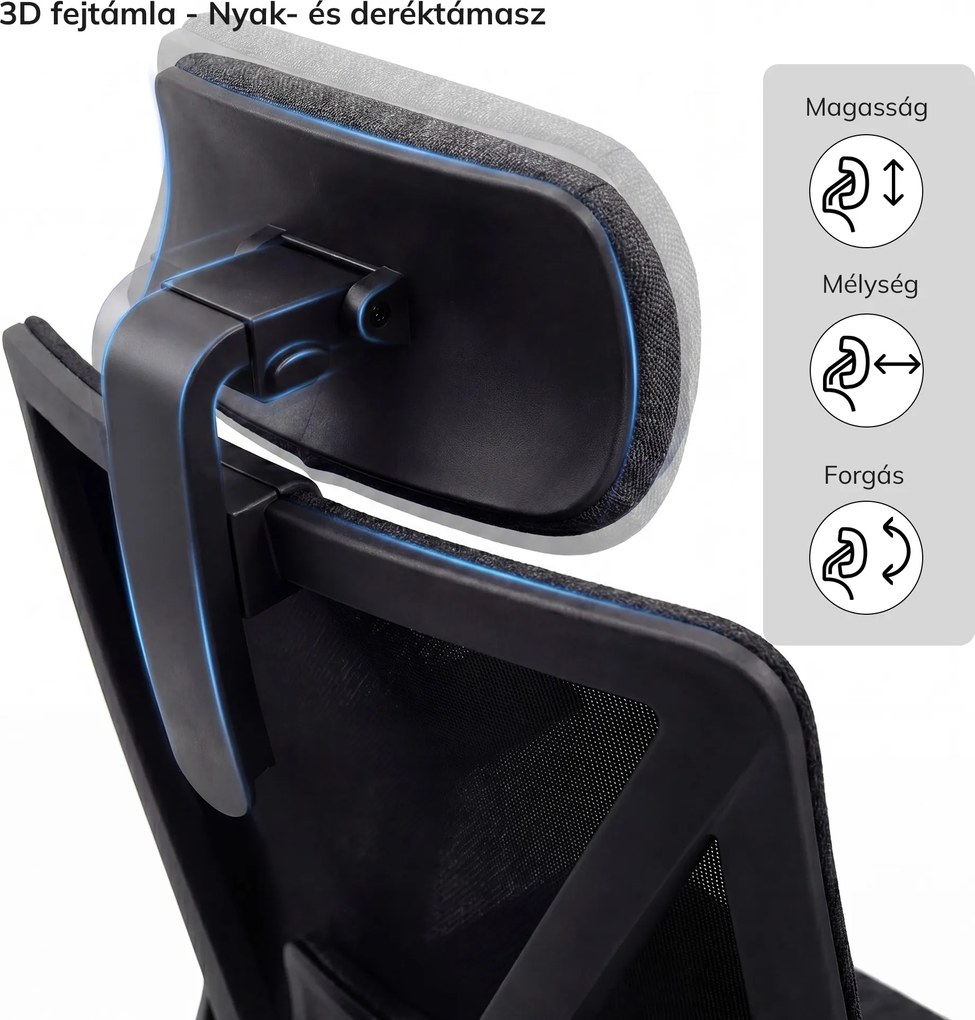 Ergonómikus, forgó irodai szék, fekete: VECTOR