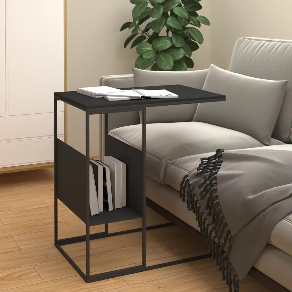 Fekete szerelt fa kisasztal 55x36x59,5 cm