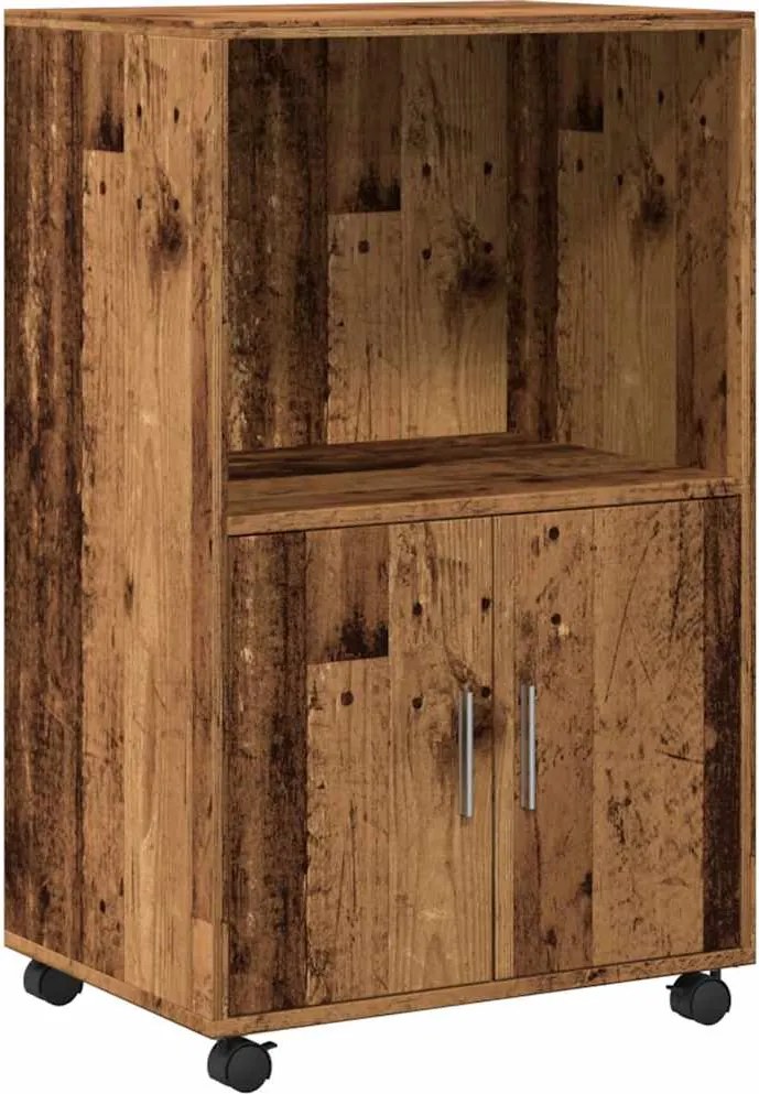 vidaXL antik fa színű szerelt fa kerekes szekrény 55 x 40 x 91 cm