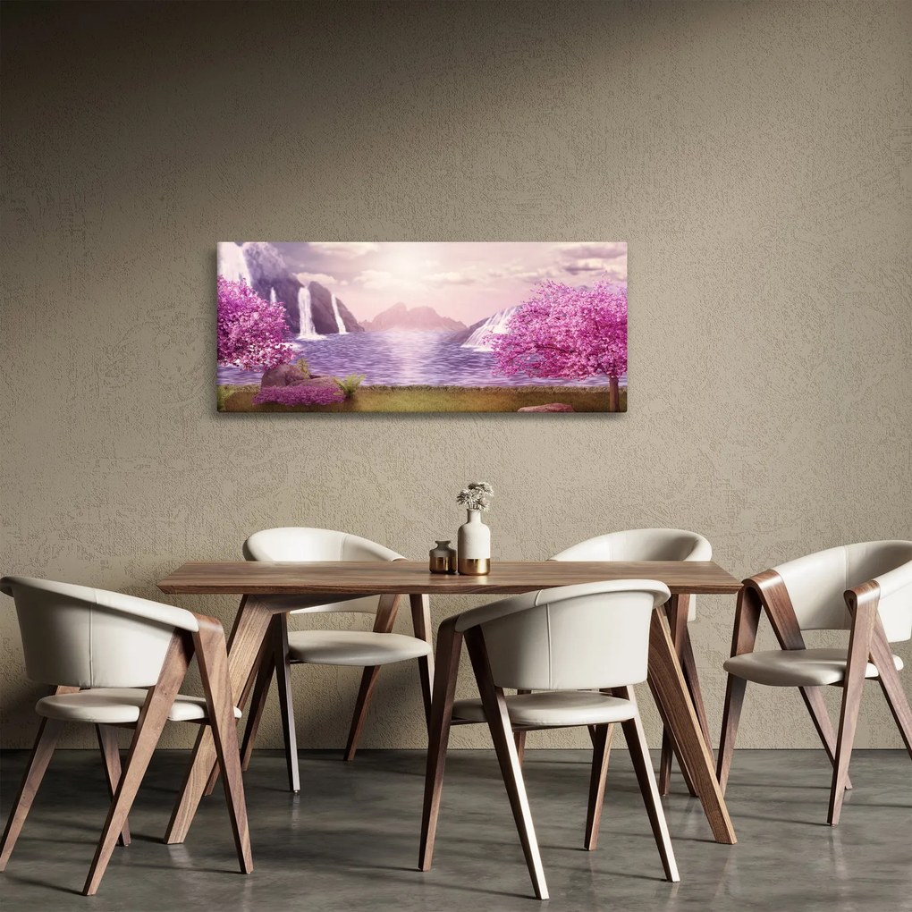 Rózsaszín fák képe fóval (120x50 cm)