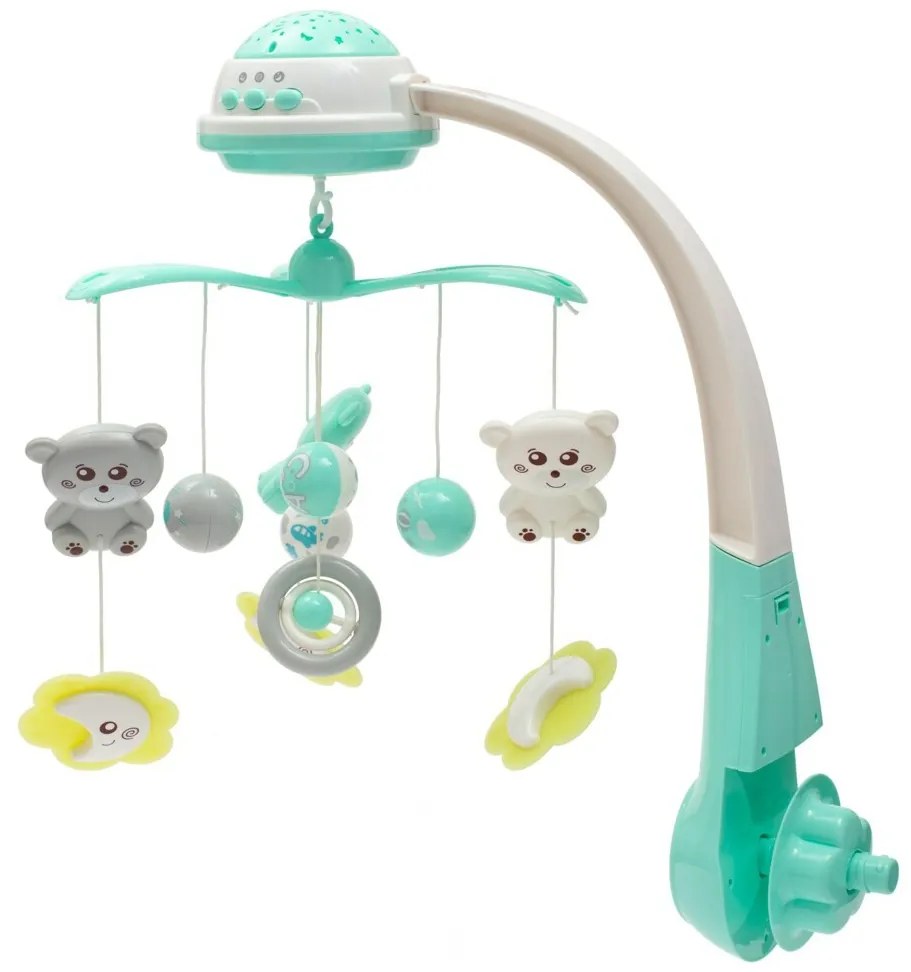 Baby Mix körhinta a kiságy felett fényvetítővel,zöld színű