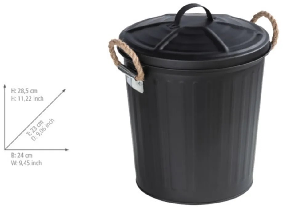 Gara Matt fekete kosár, térfogat 6 l - Wenko