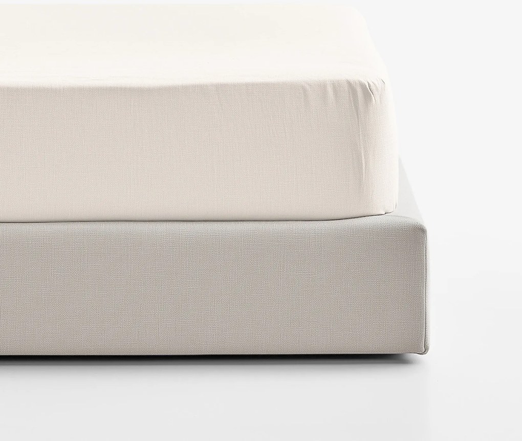 Goldea lenvászon keverék körgumis lepedő - elefántcsontszín 160 x 200 cm