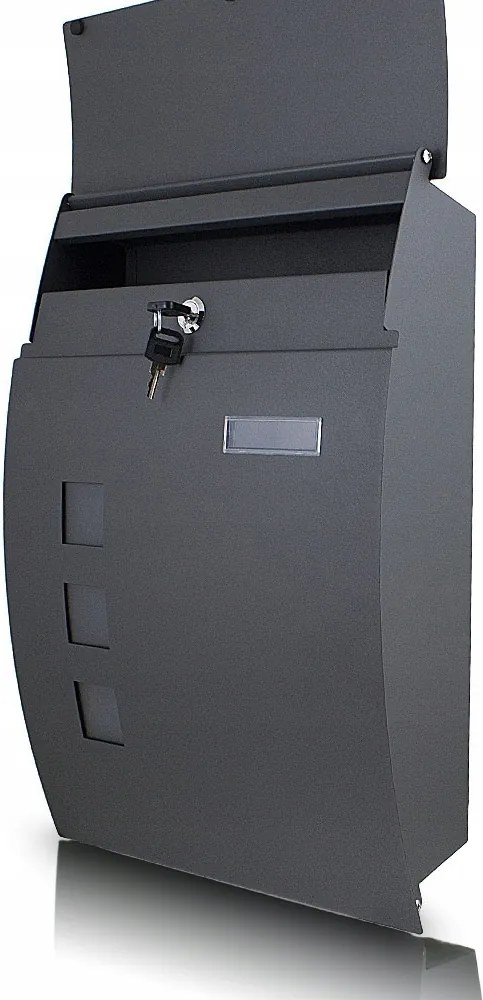 Acél postaláda újságtartóval – robusztus, falra szerelhető, zárral ellátott