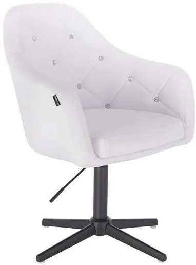 HC830 Fehér modern műbőr szék fekete lábbal