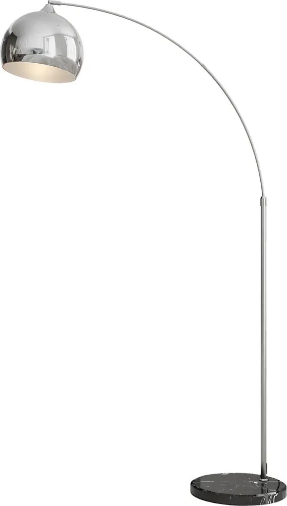 Ív alakú állólámpa, állítható magasságú, lábkapcsolóval, 170-180 cm, ezüst fekete